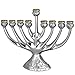 Unomor Hanukkah Menorahs with 9 Branches, Sliver Chanukah Menorah, Resin Made with Metal Cover