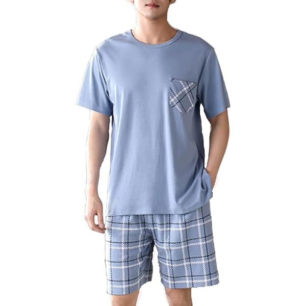 UAZNegozio Men's Cotton Short Sleeve Pajamas Sleepwear Adult