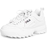 Fila Women's Disruptor II Premium Comfortable Sneakers, White/Navy/Red, 10