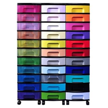 Really Useful Storage Unit 33 X 7l Black Tower Rainbow Drawers