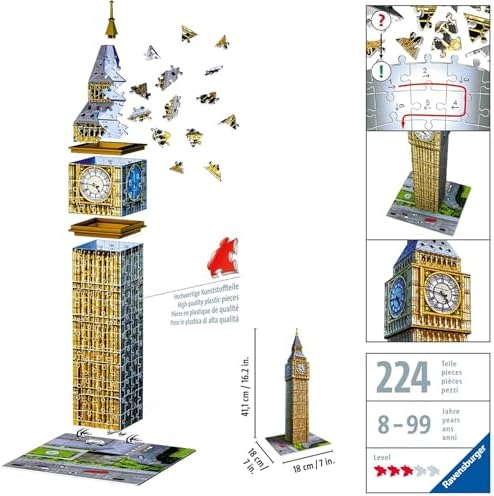 - Big Ben 3D Puzzle Adulto | Puzzles 3D para Adultos e Crianças com 8 Anos ou Mais | Kits de modelos de 216 peças | Presentes para crianças com 8 anos ou mais