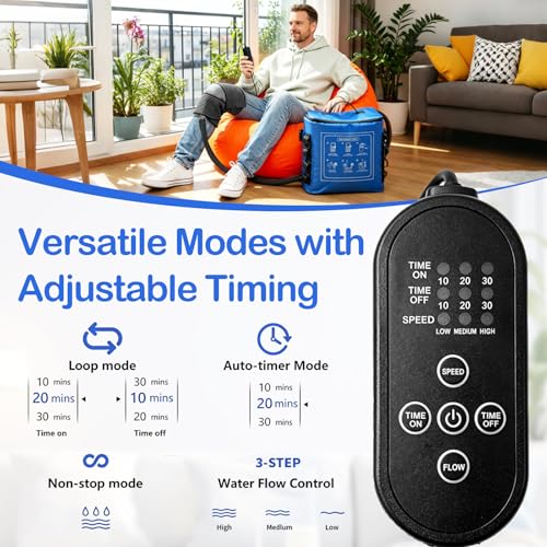 Dispositivo per Crioterapia con Timer, Sistema Portatile da 18L per Ginocchio, Spalla & Articolazioni, Circolazione di Acqua Fredda con Fascia di Compressione, per Recupero & Riduzione del Gonfiore