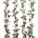 Jinway 2PCS(16FT) Fake Rose Vine Garland Artificial Flowers plants for Hotel Wedding Home Party Garden Craft Art Decor Pink primary