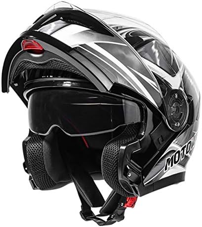 フルフェイスヘルメット 保護ダブルレンズが内蔵された紅茶ミラーヘルメット セール特別価格 Sgはスクーター原付ヘルメットとして認定します Grey Hurricane L