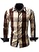 Neleus Men's Long Sleeve Button Down Plaid Shirts,112,Coffee,L,EUR XL