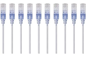 Monoprice 10-Pack SlimRun Cat6A Ethernet Network Patch Cable 10G 6-inch White