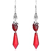 Gothic Halloween Earrings for Women Goth Bloody Cameo Earrings Punk Vampire/Ghost/Heart/Skull Hand Dangle Earrings Dark Halloween Earrings Jewelry