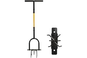 LARNORJE Manual Twist Tiller - Garden Claw Cultivator with Long Handle, Hand Tiller Soil Ripper, Lawn Aerator Weeder for Flower Box and Raised Bed.