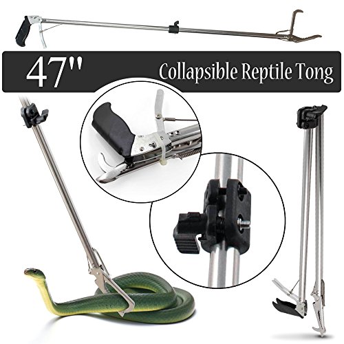 Fnova 47 Inch Professional Collapsible Snake Tongs Reptile Catcher
