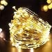 Bright Zeal 33' Long LED Warm White Christmas String Lights White Wire Battery Operated - Outdoor Warm White LED String Lights Battery Powered with Timer Silver Wire - Warm White Fairy Lights Battery