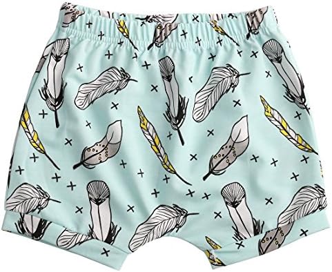 Baby Boys Girls Cute Colorful Printed Hot Bloomers Daytime Shorts (90/24M, Feather)