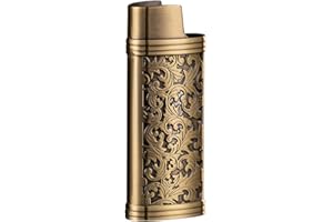 SURAKEY Mini Metal Lighter Cover Bar Travel Portable Decorative Case Retro Creative Lighter Cover with Chain, Vintage Case Cover Reusable Lighter Sleeve for Travel Bar Family Supplies (Bronze)