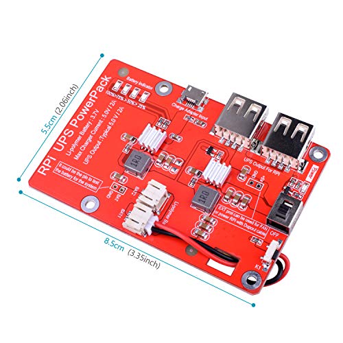 kuman UPS Battery Pack Expansion Board Power Supply for Raspberry Pi 3 Model B, B+,Pi 2 Model B & Pi 1 Model B+ A+ A (New Version Raspberry pi Battery Pack)