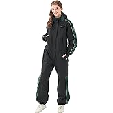 MOUS ONE Women One Pieces Ski Suits Waterproof Warm Insulated Ski Jumpsuit Removable Hood Snowsuit for Snow Sport