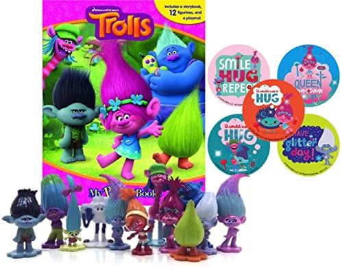 Story Book and Figures Set: Trolls Licensed Book Figure and Stickers Set Collection