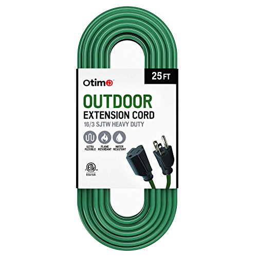 Otimo 25 Ft 16/3 SJTW Green, Outdoor Extension Cord 3 Prong Ground