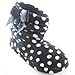 Womens/Ladies Polka Dot Boot Slippers With Bow Detail