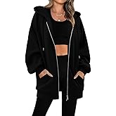 StunShow Women's Zip Up Hoodies Oversized Fleece Long Sleeve Sweatshirts Casual Fall Jacket Coat with Pocket(S-3XL)