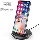 iPhone Lightning Dock, Aikendirect [Apple MFi Certified] [Case Compatible] Desktop Charger Cradle, Charging & Data Sync Stand Charge Holder for iPhone SE/5S/5C/5/6/6S/7/7+/8/8+/X, iPad & more