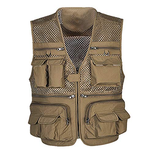 Zweilagige Netz-Anglerweste mit mehreren Taschen, schnell trocknend, für Fotografie, Angeln, für Herren – Bild 6