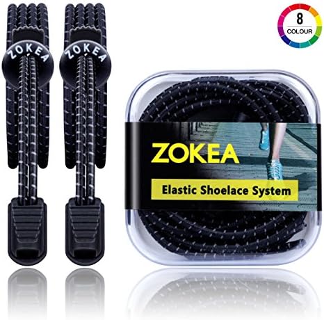 Shoe Laces No Tie Shoelaces with Lock &amp; Elastic Strings Easy to Install Tieless Shoelaces for kids, Adults, Women, Men, Senior, Elderly - Multiple Colors - 1 Pair (Black)