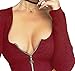 Sexy Stretch Zip Front Ribbed Crop Top Solid Basic Fitted Shirt