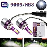 9005 HB3 H10 LED Headlight Bulbs All-in-One Conversion Kit High or Low Beam Fog Driving Headlamp 6000K White 7200LM Bright Car Light to Replace HID Xenon – 2 Year Warranty