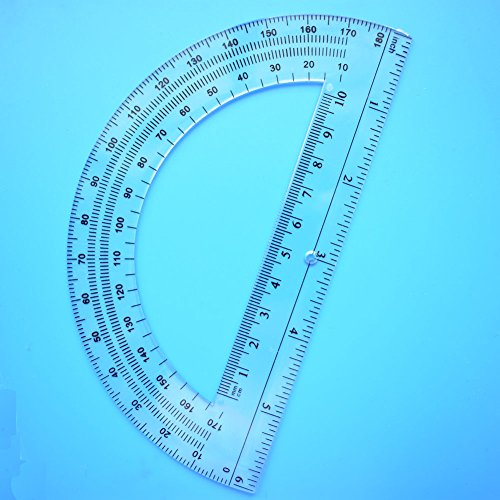 Lelineâ€™s Plastic Protractor 180 Degree, 24Pcs Student Math Protractors 6-Inch Long, Clear