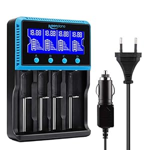 Keenstone Akku Ladegerät Universal, Vape Akku Ladegerät LCD Smart Batterie Ladegerät für NI-MH NI-CD AA AAA Li-Ion LiFePO4 IMR 18650 18500 18350 17670 17500 16340 14500 10440 RCR123 26650 RCR Batterie
