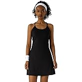 Women's Racerback Tank Performance Dress with Built-in Jumpsuit - A-Line Silhouette, Adjustable Straps & Side Pockets