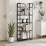 VECELO 5 Tier Bookshelf, Industrial Tall Bookcase