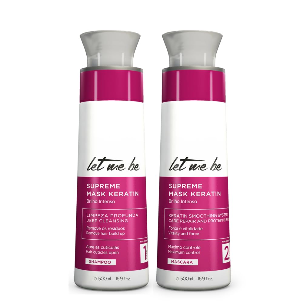 Let Me Be - Supremeliss Mask Keratin Straightening Kit, 2 in 1, Anti-residue Shampoo and Mask, Deep Cleansing and 100% Brazilian Straightening, Long Lasting (2x500ml)