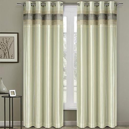 One Top Grommet Blackout Thermal Insulated Curtain Panels, Triple-Pass Foam Back Layer, Elegant and Contemporary Milan Blackout, Ivory, 54" W by 96" L Panel