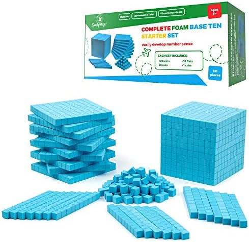 Simply magic 131 PCS Foam Base Ten Blocks for Math - Blue Place Value ...