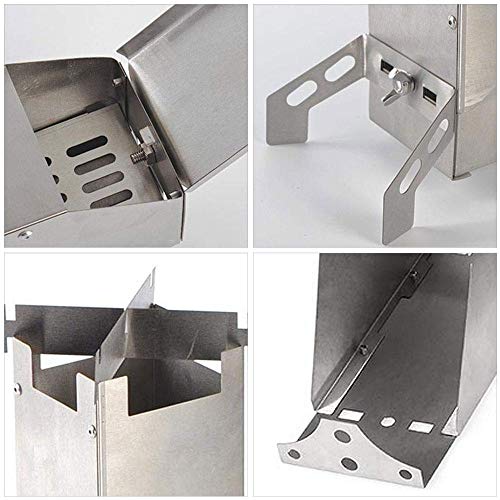FOONEE Camp Stove,Detachable Stainless Steel Folding Wood Stove, Portable Folding Lightweight Backpacking Stove for Outdoor Survival Cooking Picnic Hunting - Thumbnail 3