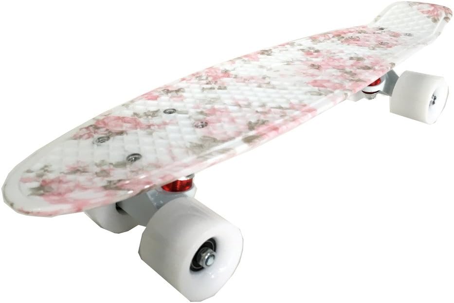 DreamFair Mini Custom Retro Floral Board, Skateboards for Girls Pink 22-Inch