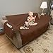 Couch Slipcover for Dogs and Cats - 100-Percent Waterproof and Washable - 3-Cushion Pet Sofa Furniture Cover with Non-Slip Straps by PETMAKER (Brown)