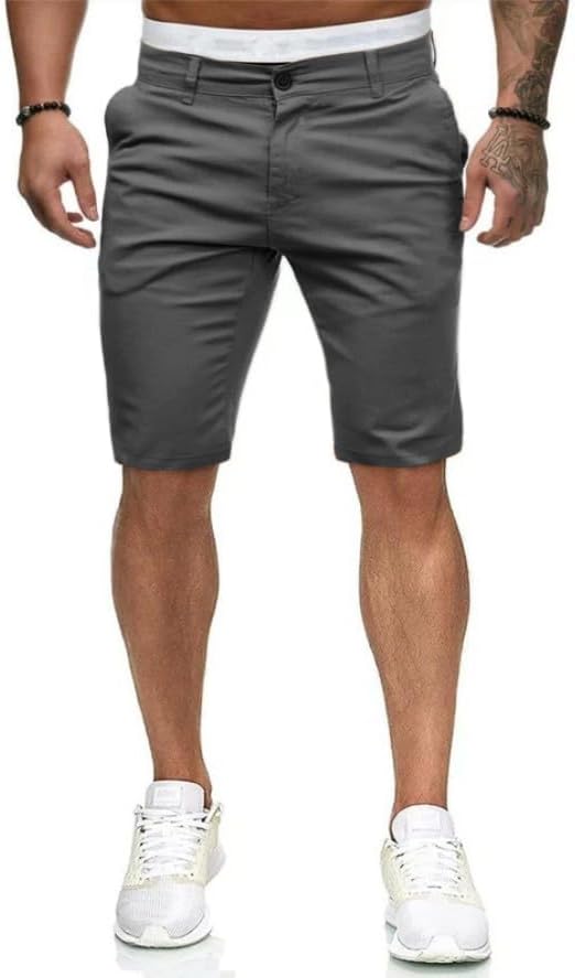 GINGTTO Slim Fit Shorts Men Black 7 inch Inseam Stretch Mens Chino