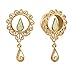 KUBOOZ Ear Piercings Plugs Tunnels Jewelry Dangle Opal Center Plated Gold Stainless Steel Flare Screw Back Plugs Gauges 1/2