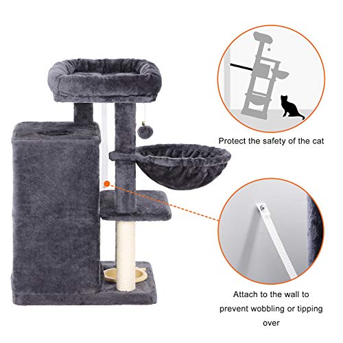 FEANDREA MultiLevel Cat Tree with Feeder Bowl, SisalCovered