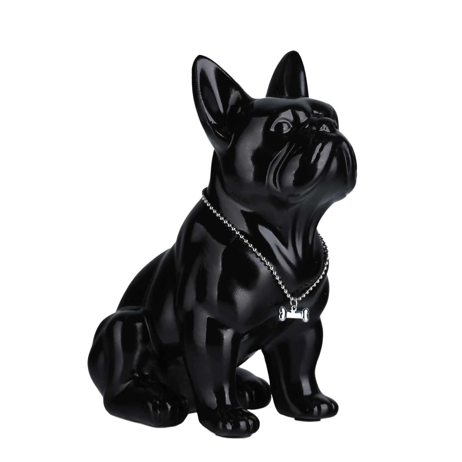 suruim Resin English Bulldog Statue French Bulldog Sculpture Home Decor Modern Collectible Doll Art Dog Statue Bulldog Doll Resin Crafts Living Room Tabletop Decor (Black, M)