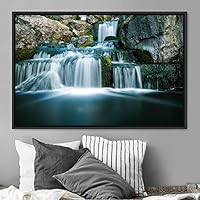 Framed Canvas Wall Art Forest Rivers Group Multicolor Nature Photography Realism Relax/Calm - 16x24 inches