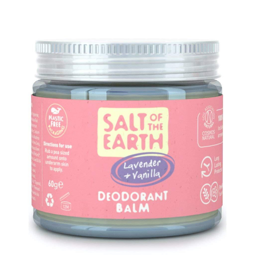 Salt of the Earth - Natural Vegan Deodorant Balm; Long Lasting Protection, Approved by Cruelty Free International, Plastic & Aluminium Free - Lavender & Vanilla - 60g
