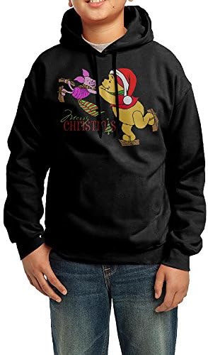 MJKJ Youth Boys/Girls Hoodies Winnie The Pooh Christmas Black Size M