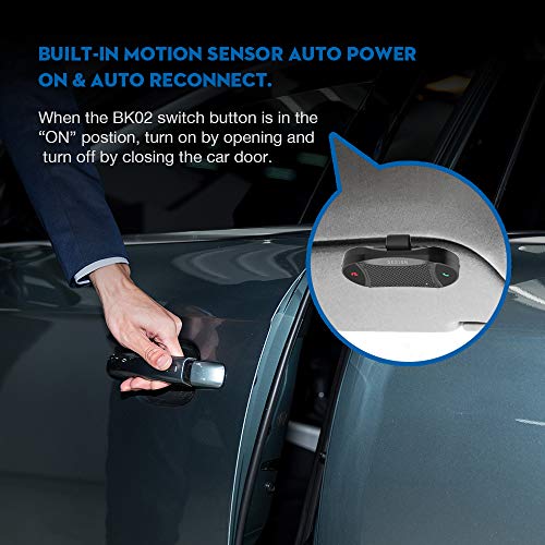 Besign BK02 Bluetooth 5.0 in-car Speakerphone, Wireless Car Kit for Hands-Free Talking & Music Streaming, Connect Two Phones, Auto On Off - Thumbnail 2