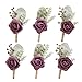 Ling's moment 6-Set Boutonnieres with Pin Groom Flower for Wedding Party Prom Man Suit Decoration