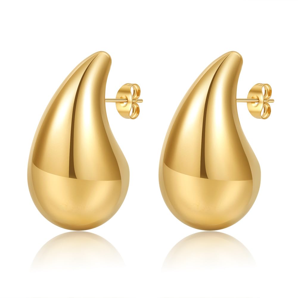 Teardrop Necklace Earrings Chunky Gold Hoop