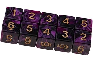 Yiotfandoll 10PCS Polyhedral Dice - D6 Acrylic 16mm 6 Sided Double Color Game Dice for RPG, MTG, DND, Table Games (Purple Black)