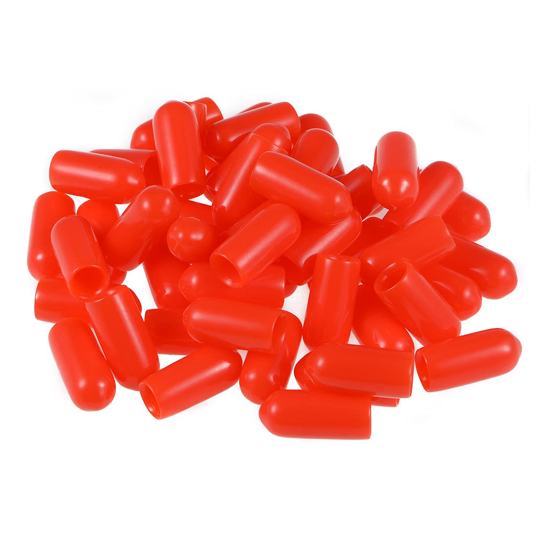 sourcing map 50pcs Rubber End Caps 5mm ID Vinyl Round Tube Bolt Cap Cover Screw Thread Protectors Red