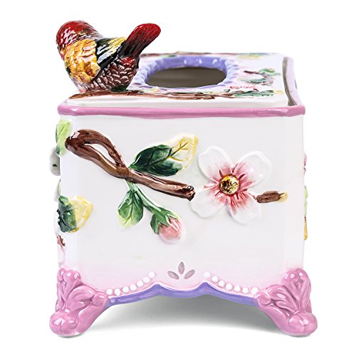 FORLONG FL9003 Ceramic Facial Tissue Dispenser Box Paper Dispenser Box Tissue Holder for Bathroom Vanity-Dogwood